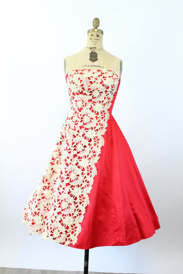 1950s BETTY HIGGINS honolulu strapless lace dress xs | new fall