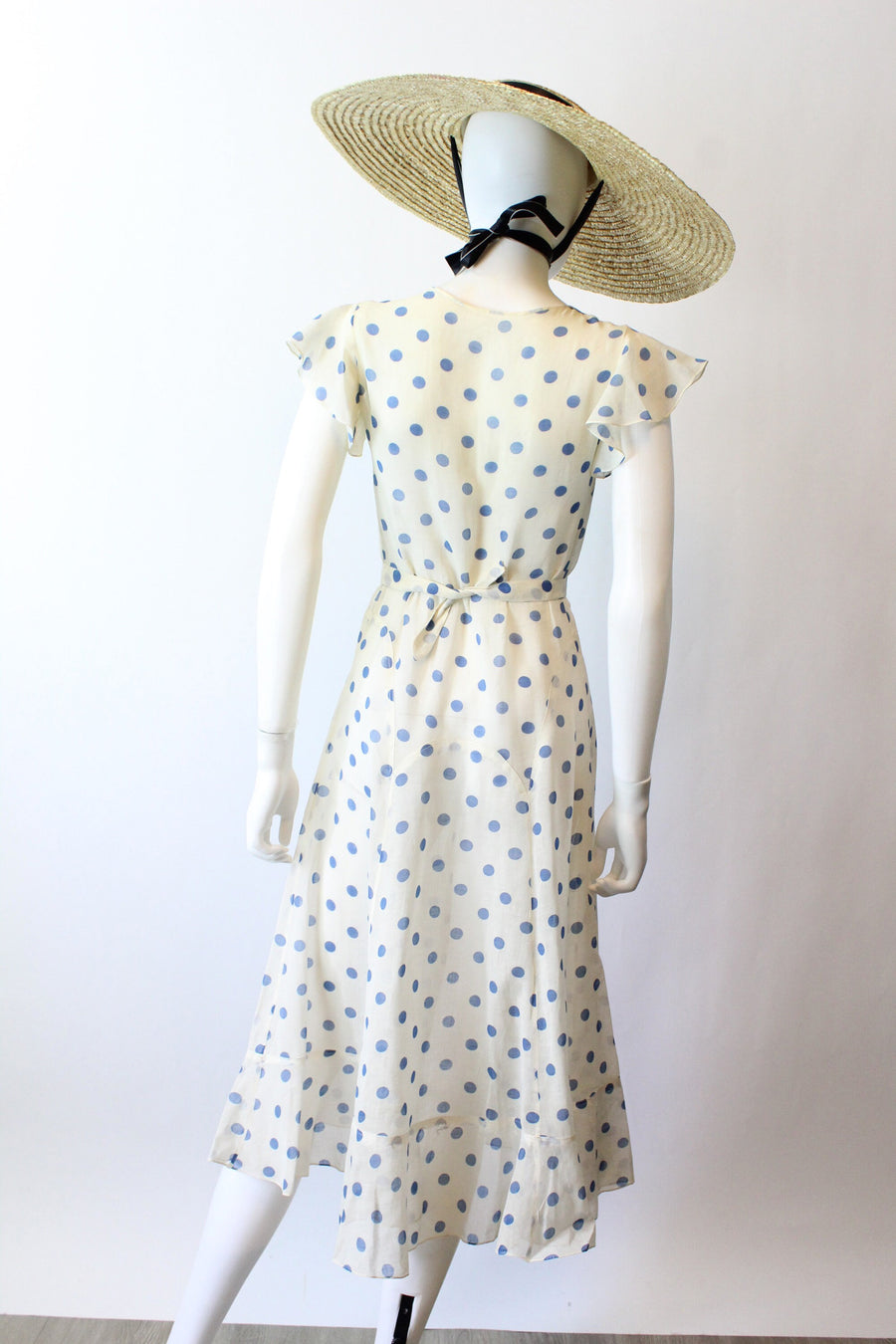 1930s POLKA DOT cotton ORGANDY gown dress xxs | new summer