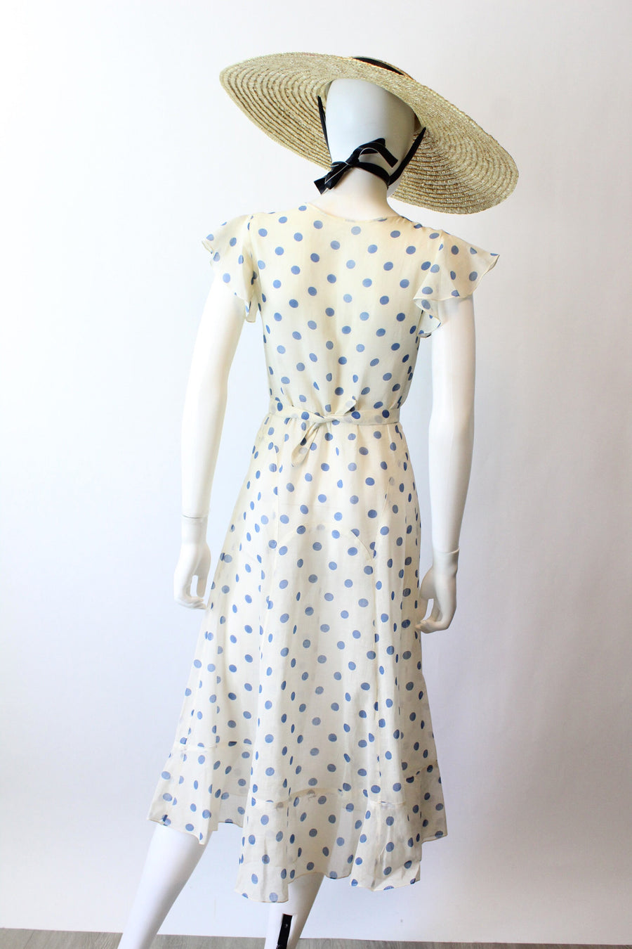 1930s POLKA DOT cotton ORGANDY gown dress xxs | new spring summer Napa Valley Vintage 1930s POLKA DOT cotton ORGANDY gown dress xxs | new spring summer Napa Valley Vintage