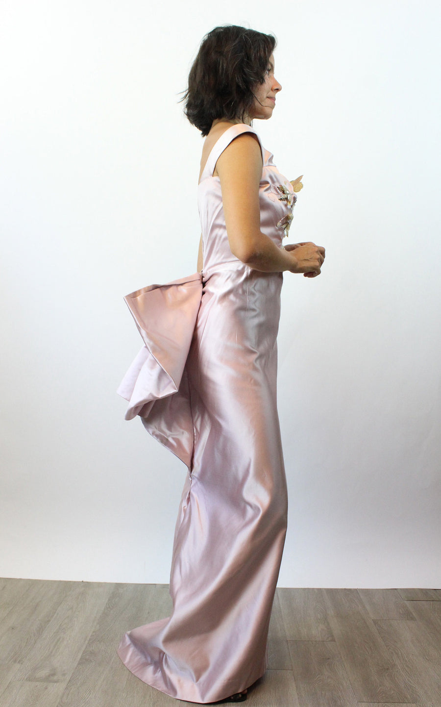 1950s MARUSIA COUTURE silk satin GOWN  dress small | new fall