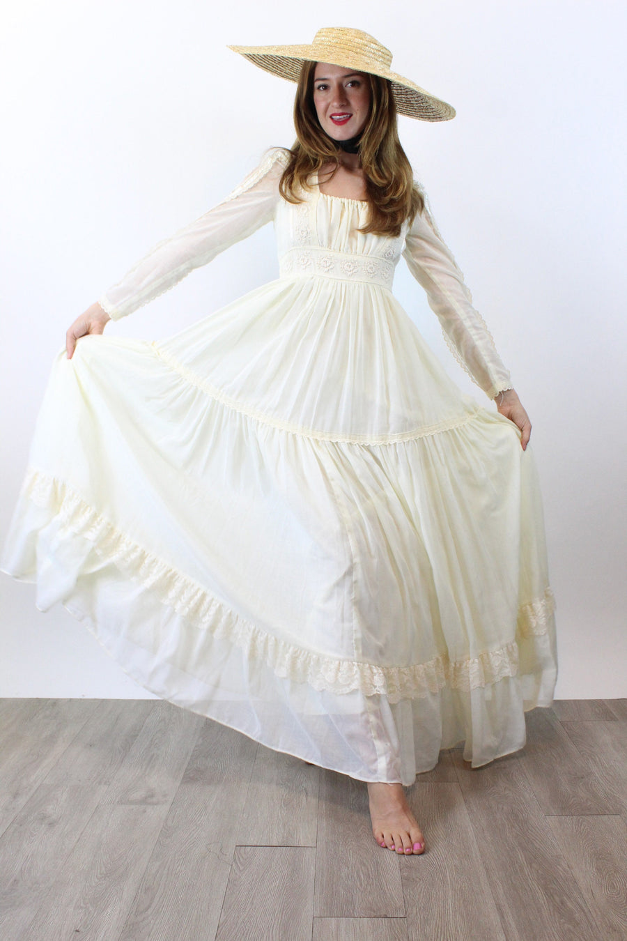 1970s GUNNE SAX peasant maxi wedding dress xs | new fall