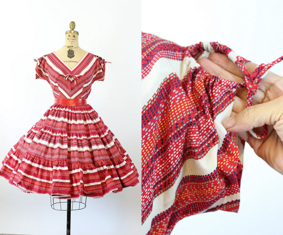 1950s SIS originals CUTOUT SHOULDERS cotton sun dress xs | new spring