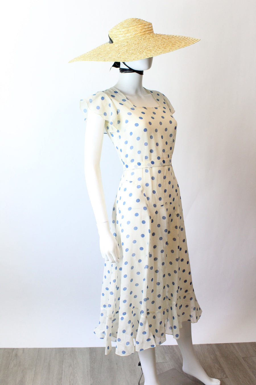 1930s POLKA DOT cotton ORGANDY gown dress xxs | new summer
