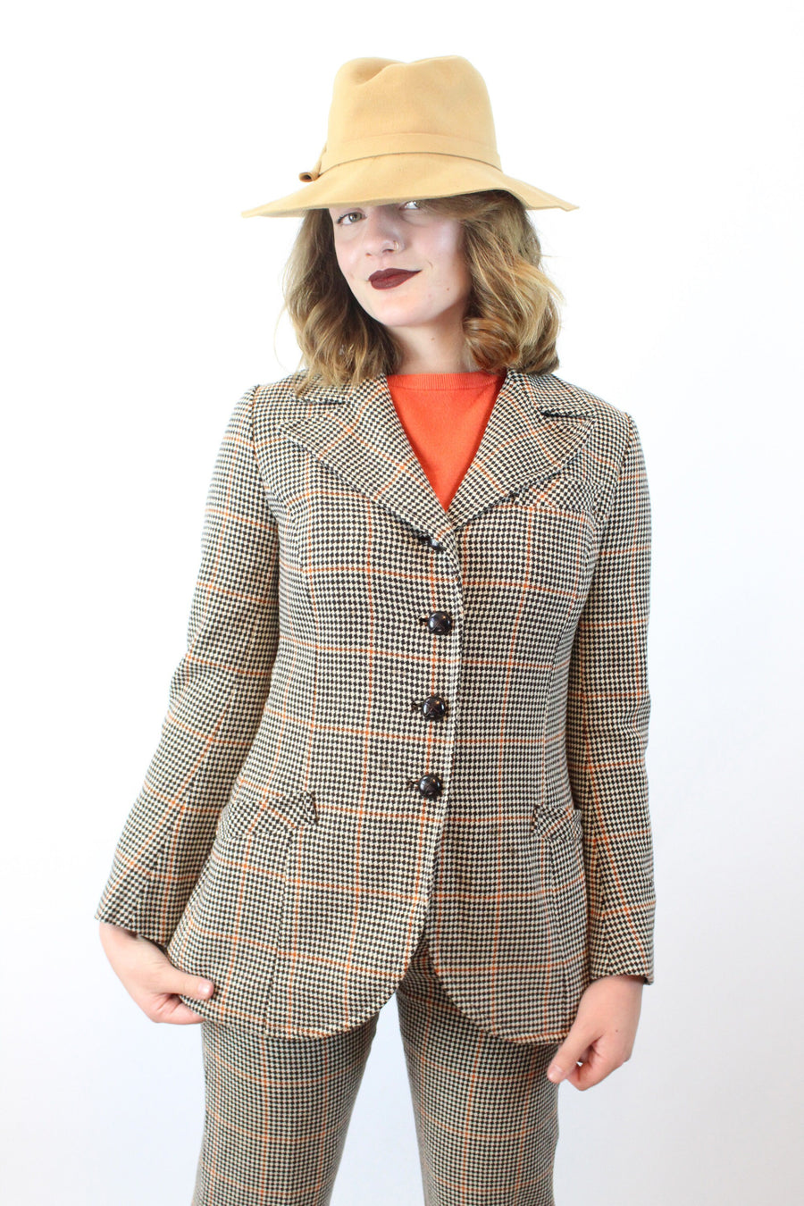 1970s JACKFIN pantsuit TWEED jacket xs small | new winter