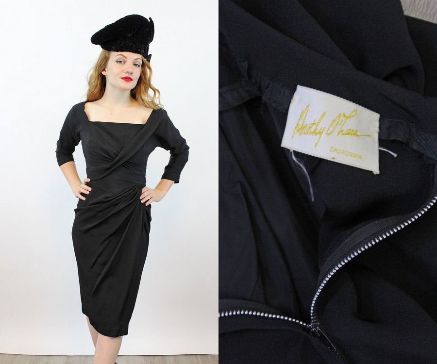 1950s Dorothy O'Hara DRAPED dress small | new fall JMC