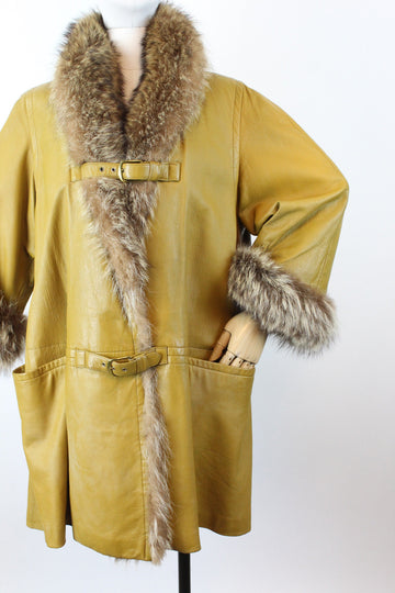 1960s BONNIE CASHIN Deep Freeze leather fur coat medium large | new fall