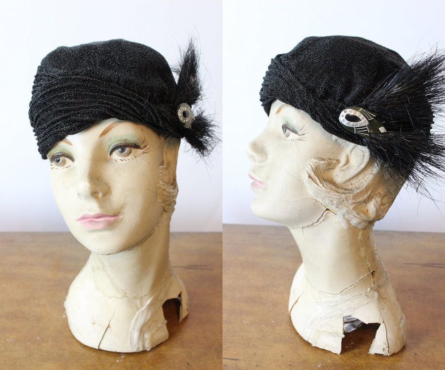 1920s LUREX ART DECO clip cloche hat | new fall