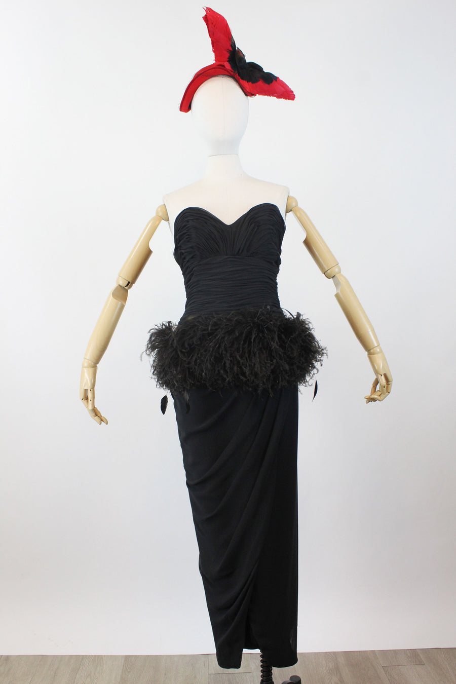 1980s VICTOR COSTA marabou feather sarong gown dress xs 1980s VICTOR COSTA marabou feather sarong gown dress xs
