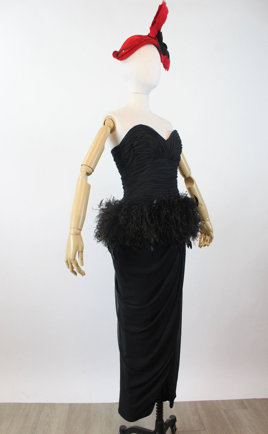 1980s VICTOR COSTA marabou feather sarong gown dress xs | new winter