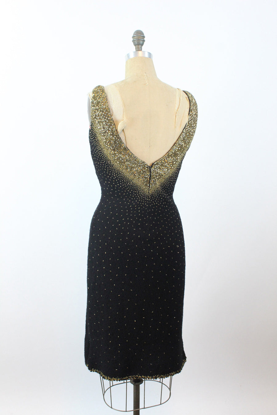 1960s GENE SHELLY beaded knit dress small medium | new winter