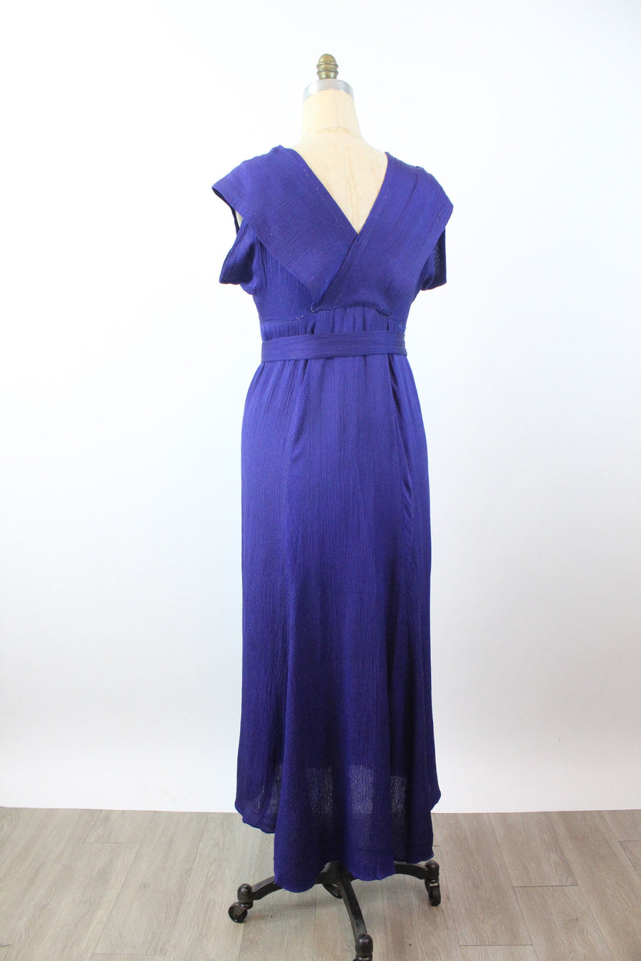 1930s PURPLE LAME rayon gown dress large | new winter