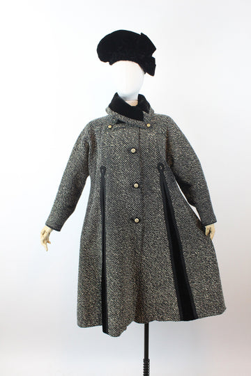1950s documented TRAPEZE velvet tweed SWING coat all sizes  | new winter