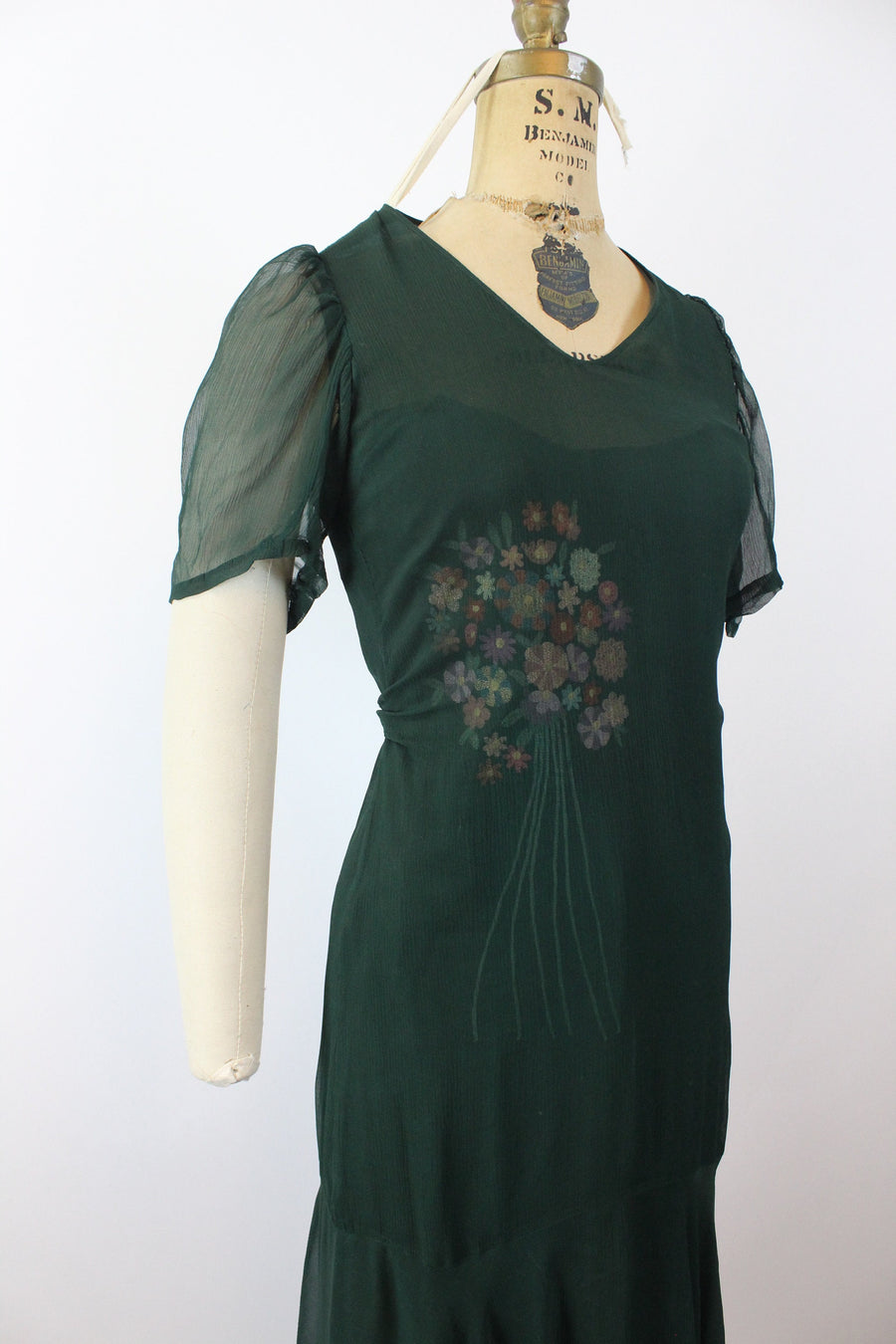 1920s 1930s EMBROIDERED silk dress xs | new winter