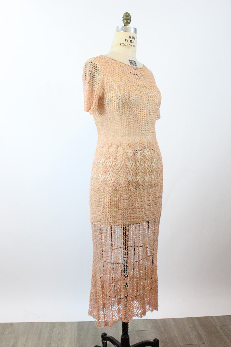 1930s RAYON KNIT blush dress medium large | new winter
