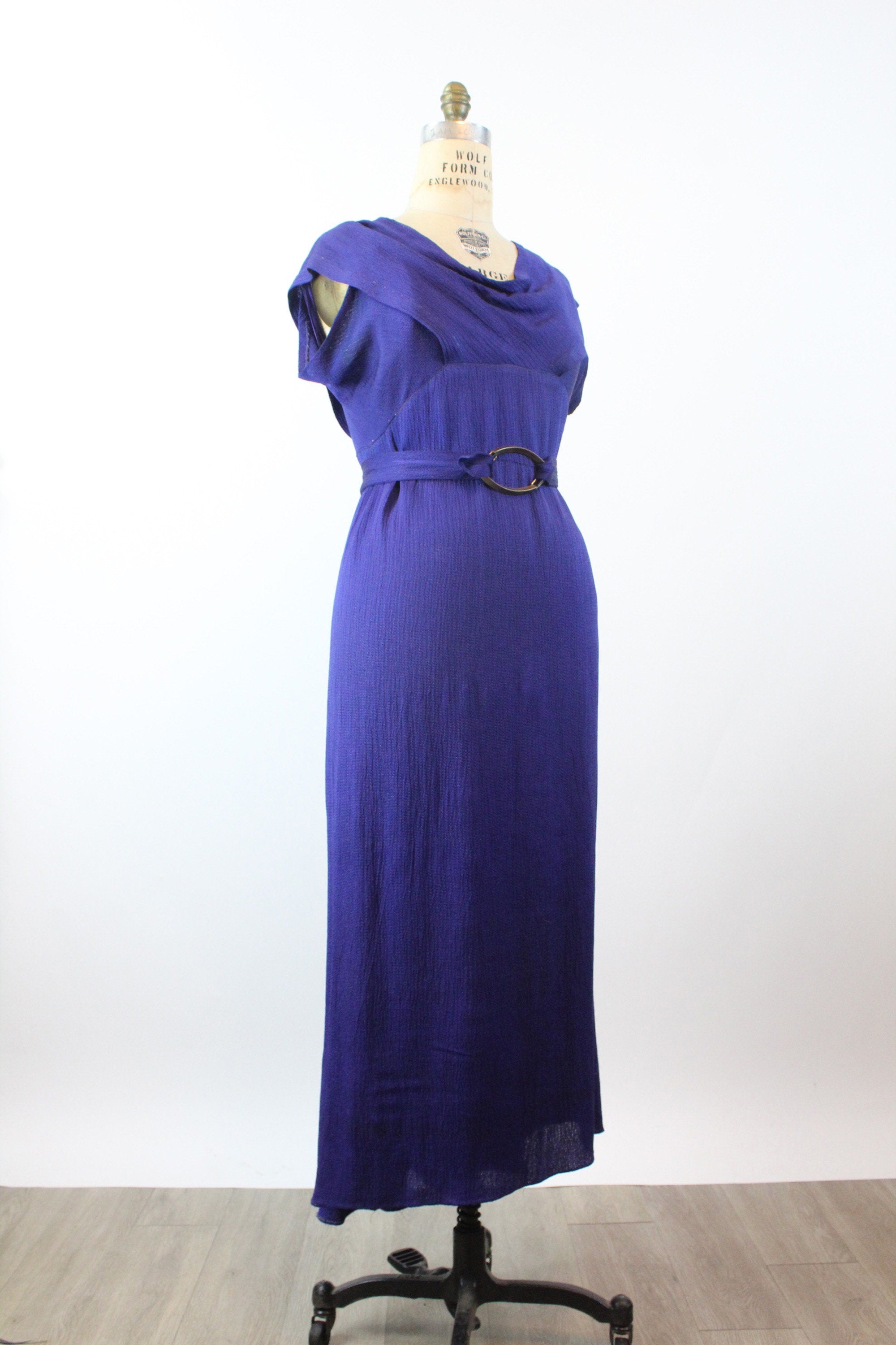 1930s Purple Lame Rayon Gown Dress Large | New Winter 1930s Purple Lame Rayon Gown Dress Large | New Winter