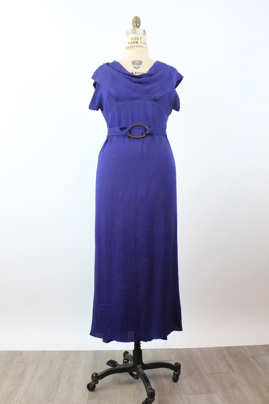 1930s PURPLE LAME rayon gown dress large | new winter