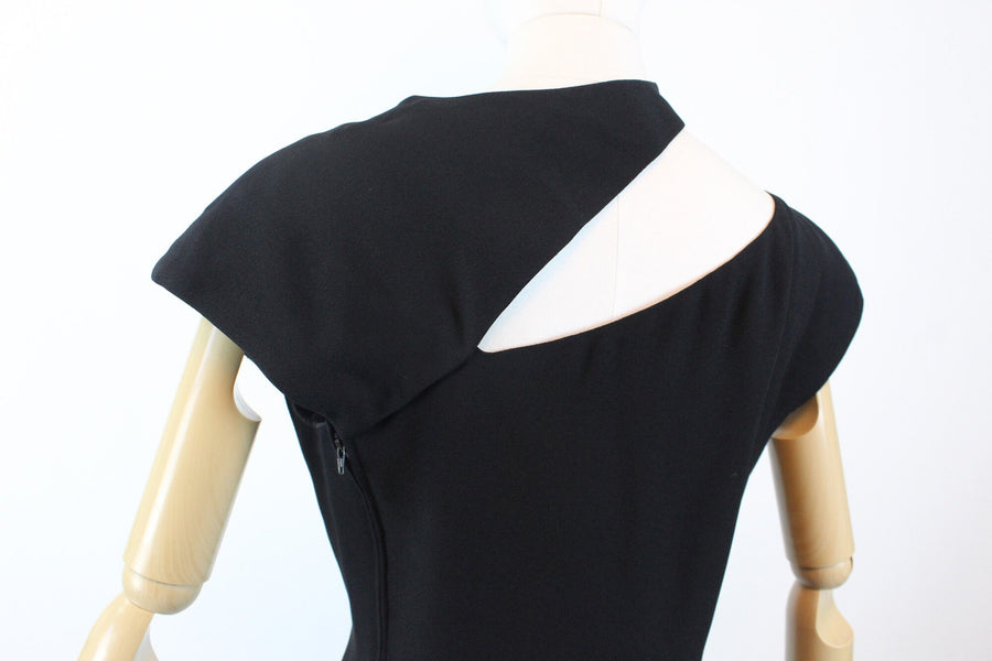 1970s ESTEVEZ asymmetrical SLASH neckline dress small | new winter
