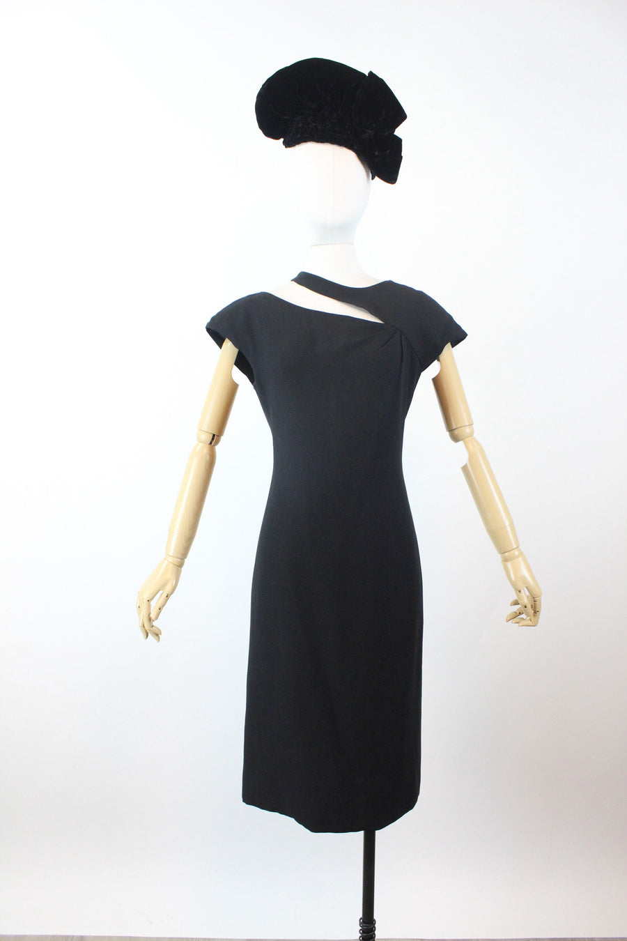 1970s ESTEVEZ asymmetrical SLASH neckline dress small | new winter
