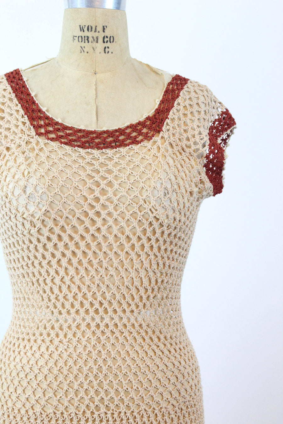 1970s does 1930s KNIT crochet dress small medium | new winter