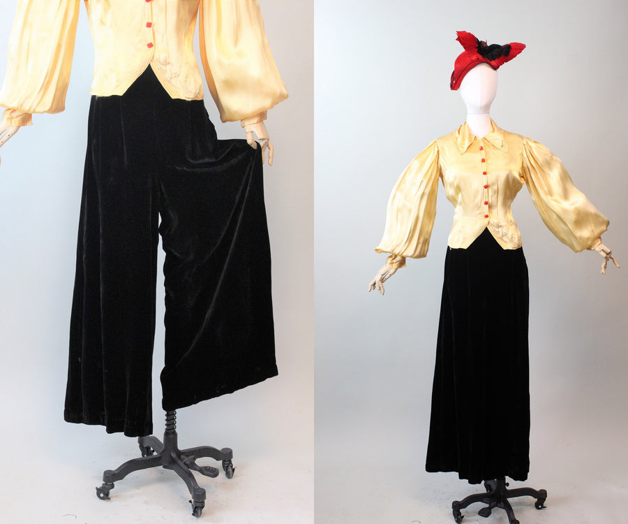 1940s VELVET PALAZZO pants medium | new spring