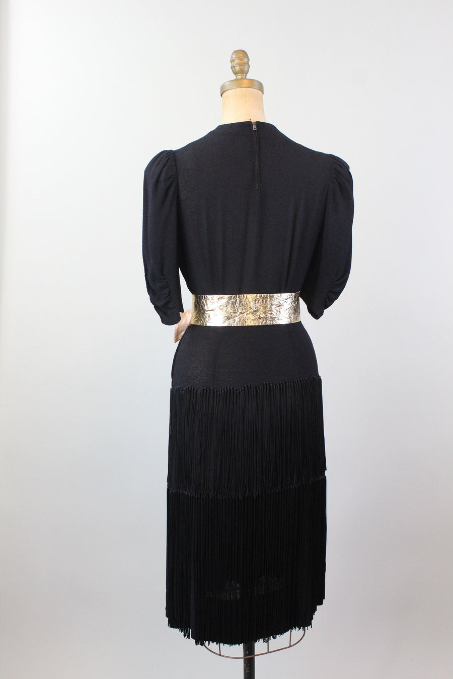 1940s FRINGE rayon crepe dress small  |  new spring