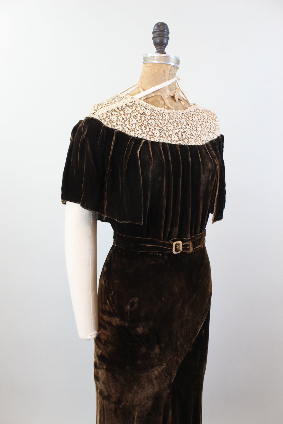1930s SILK VELVET cape dress gown small medium | new fall