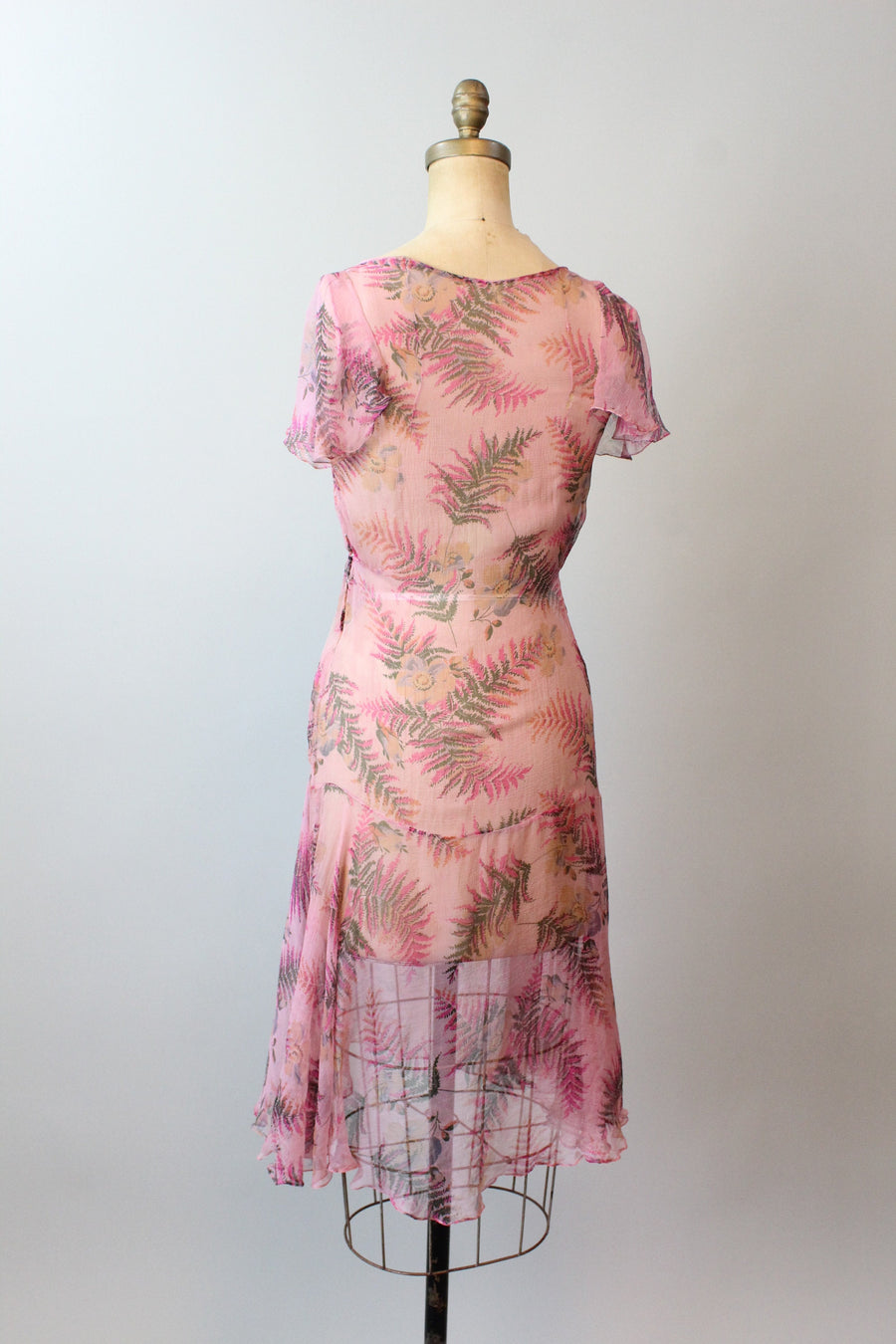 1920s FERN PRINT silk flapper dress xxs xs | new spring