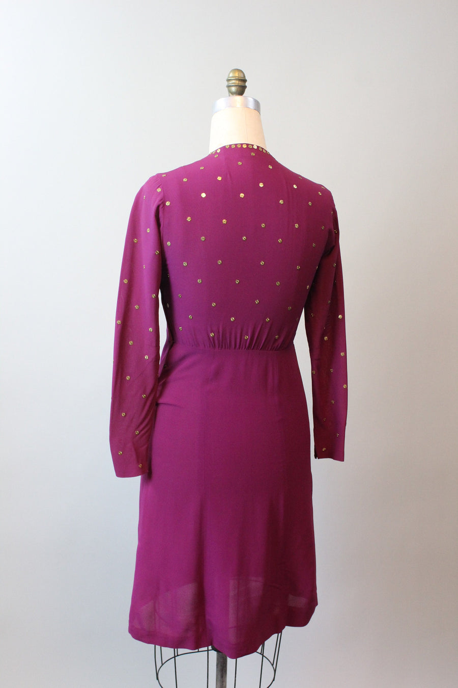 1930s magenta GOLD STUD rayon dress medium | new spring Napa Valley Vintage 1930s magenta GOLD STUD rayon dress medium | new spring Napa Valley Vintage