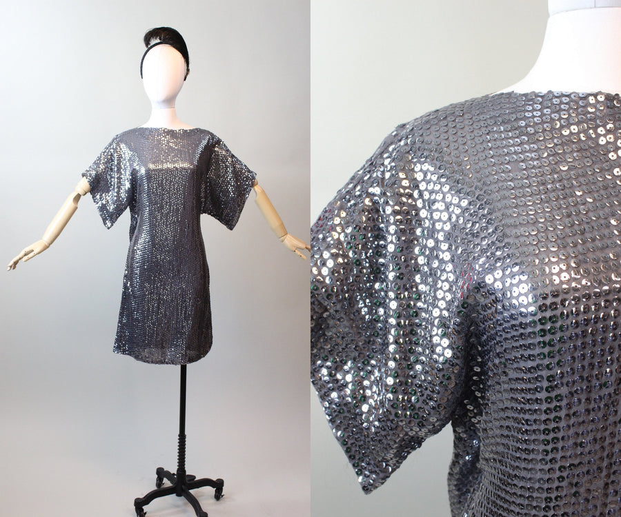 1970s 1973 STEPHEN BURROWS silk sequin kimono dress small medium | new spring