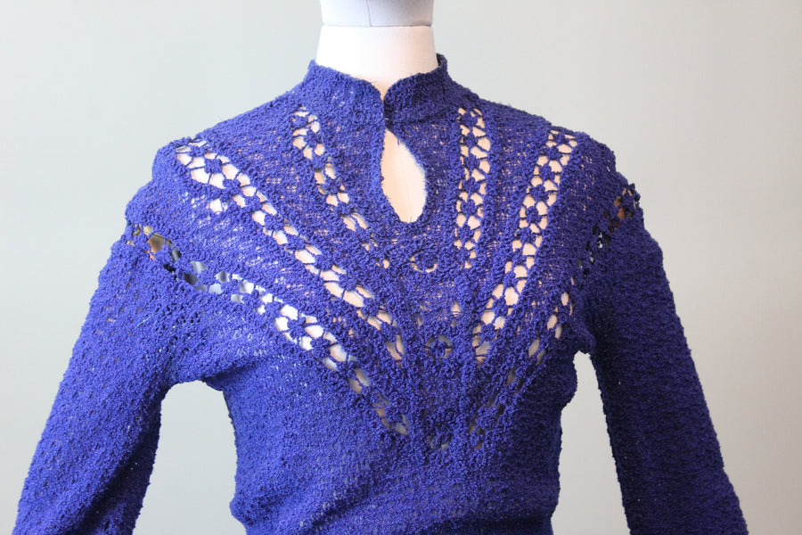 1940s SYNDERKNIT blue knit sweater xs | new spring