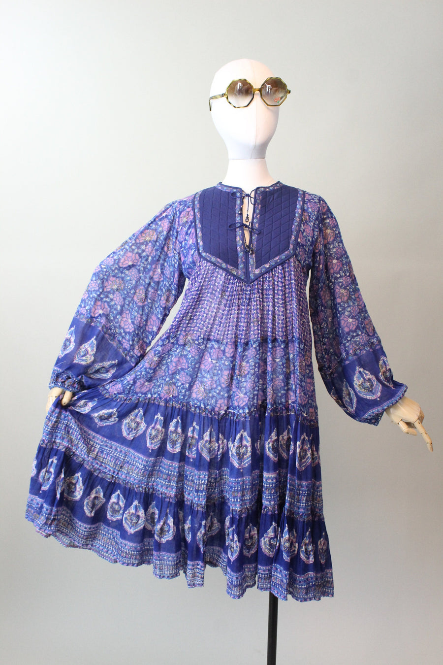 1970s HER EXCELLENCY indian cotton caftan dress small medium | new spring