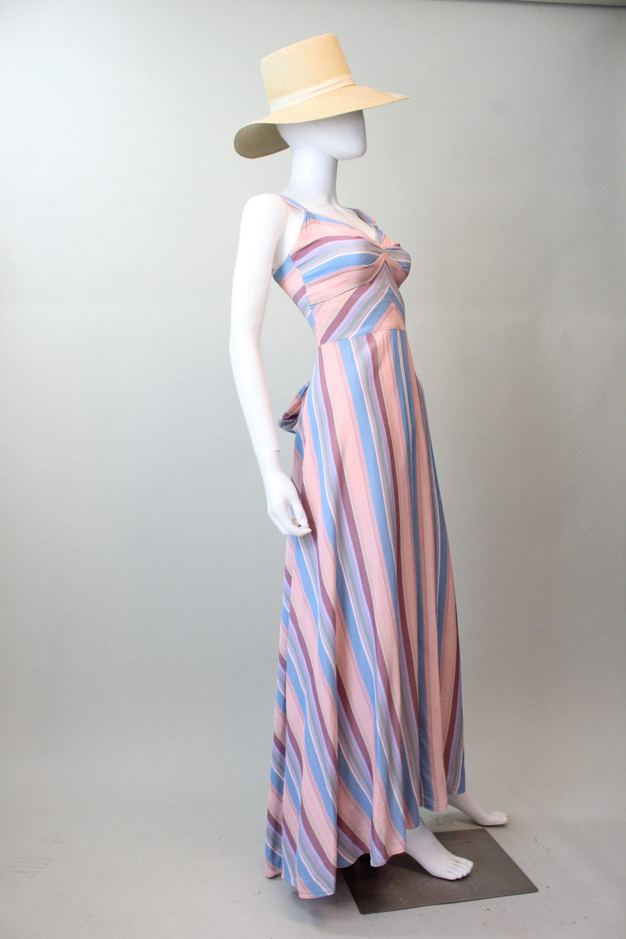 1940s MITERED STRIPES summer dress gown xxs   | new spring
