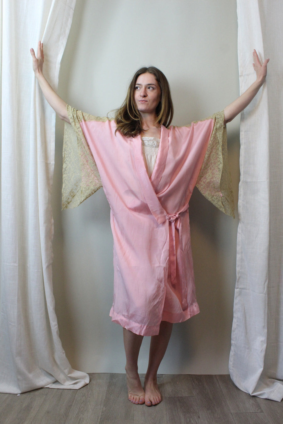 1920s pongee SILK and LACE KIMONO robe all sizes | new spring