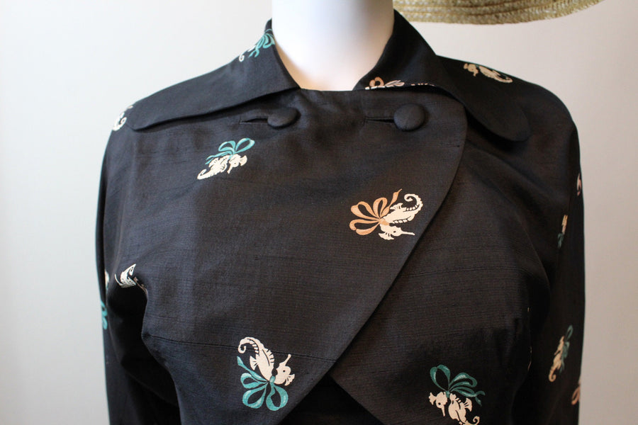 1950s SEAHORSE strapless silk dress and bolero xxs | new spring