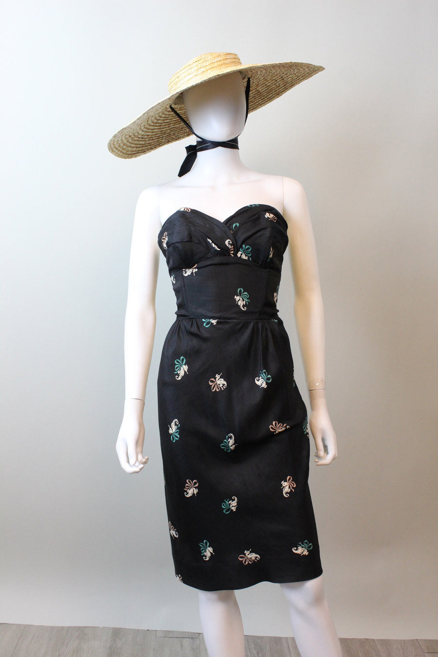 1950s SEAHORSE strapless silk dress and bolero xxs | new spring