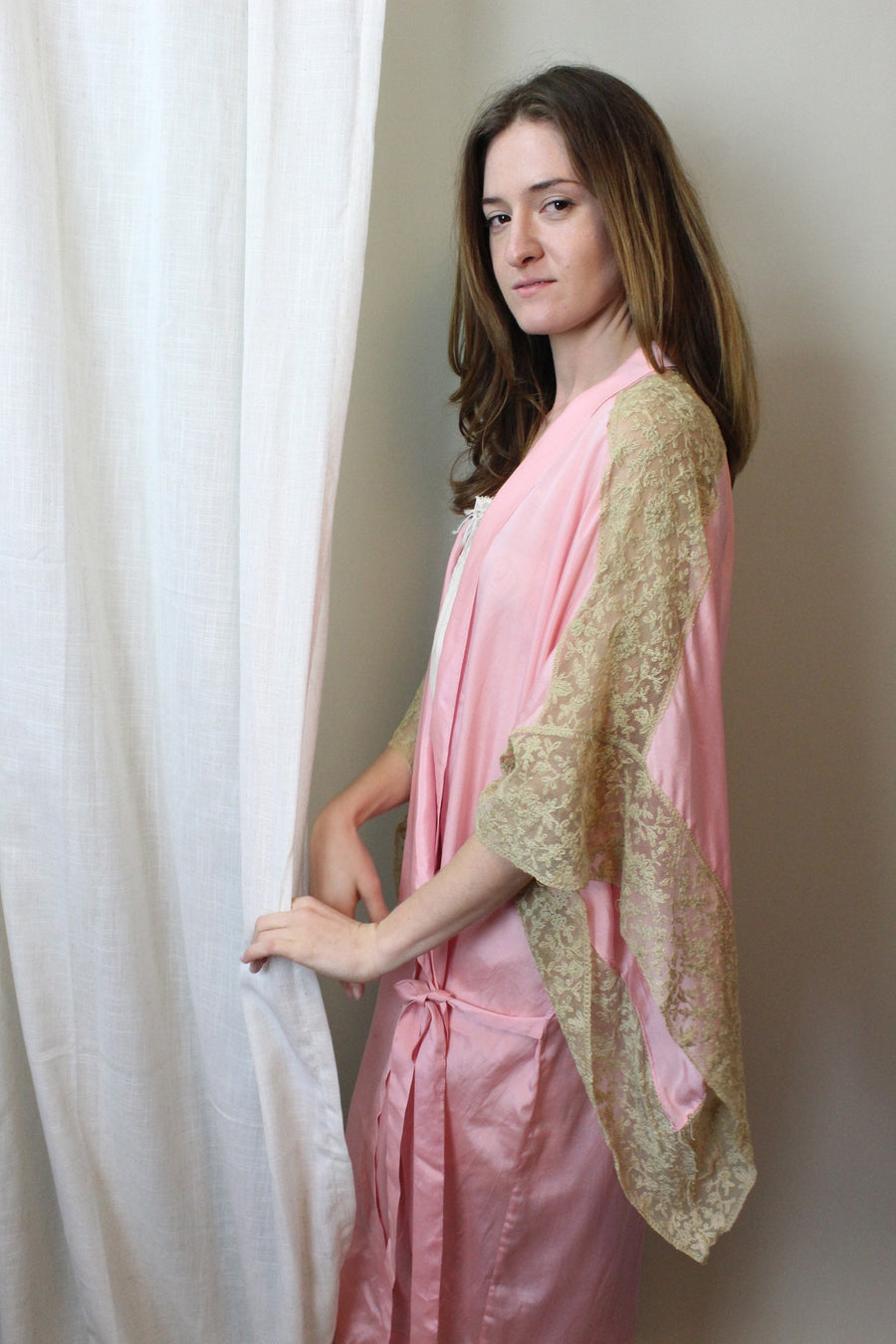 1920s pongee SILK and LACE KIMONO robe all sizes | new spring