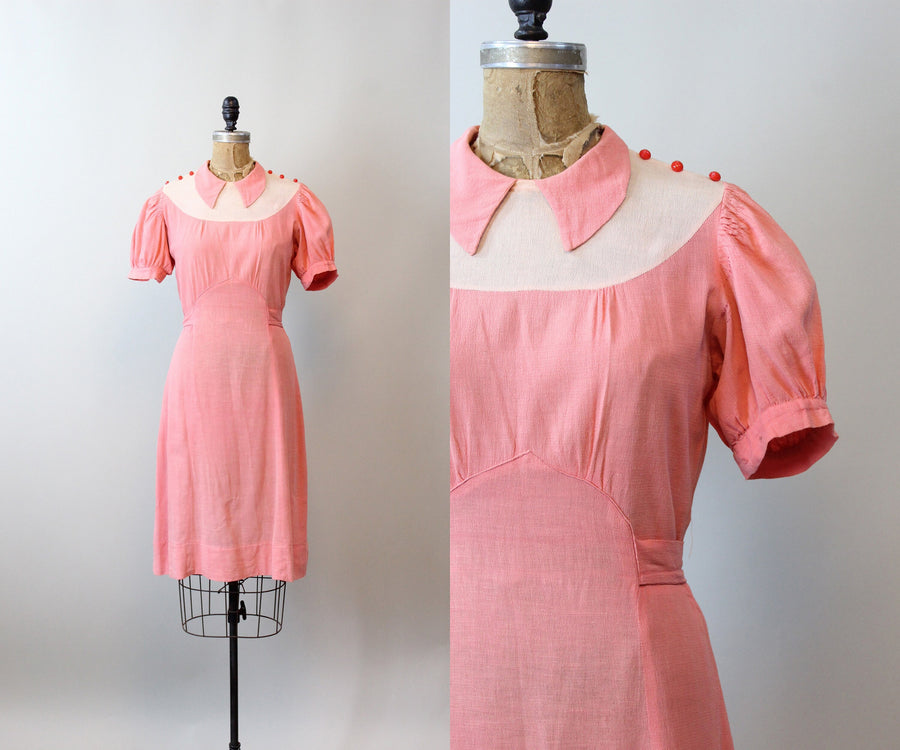 1920s 1930s FEEDSACK chore cotton dress small | new spring