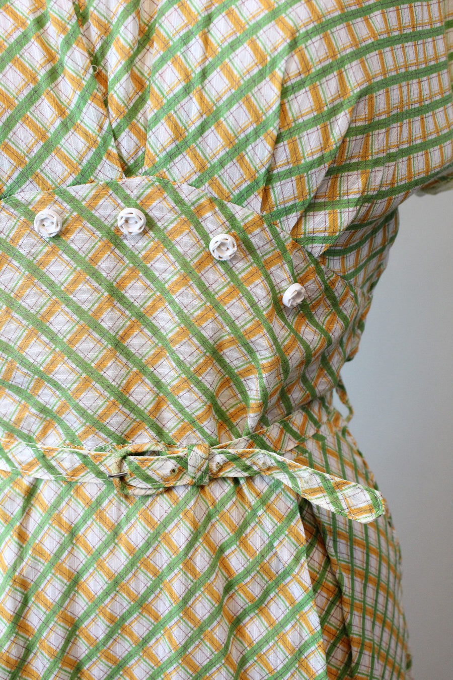 1940s PLAID print dress cotton medium | new spring