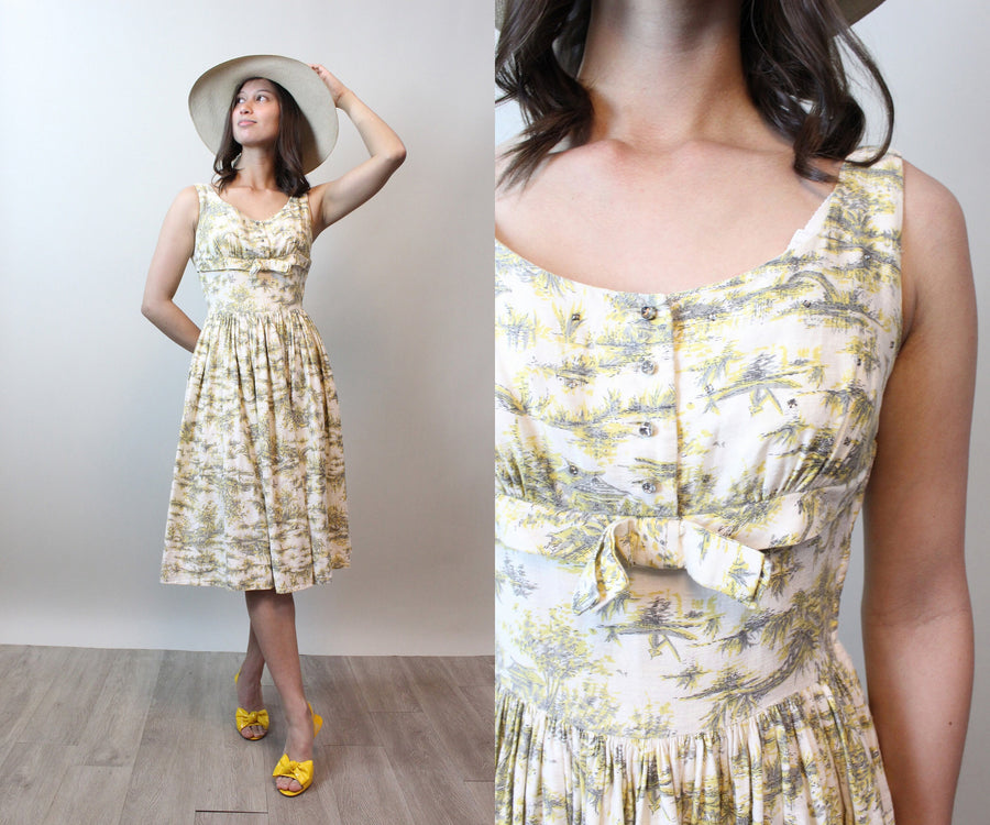 1950s TEENA PAIGE novelty print dress xs | new spring