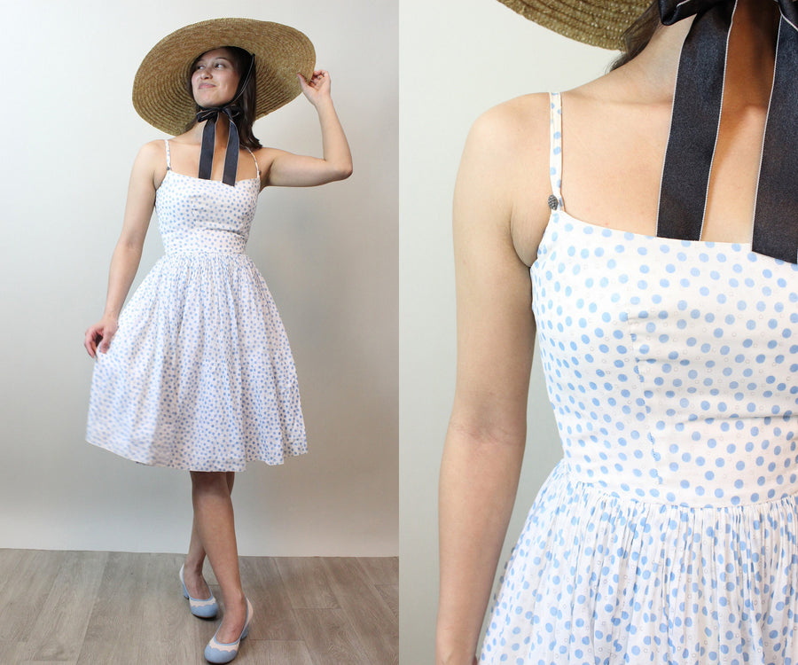 1950s LANZ cotton polka dot dress xxs | new spring