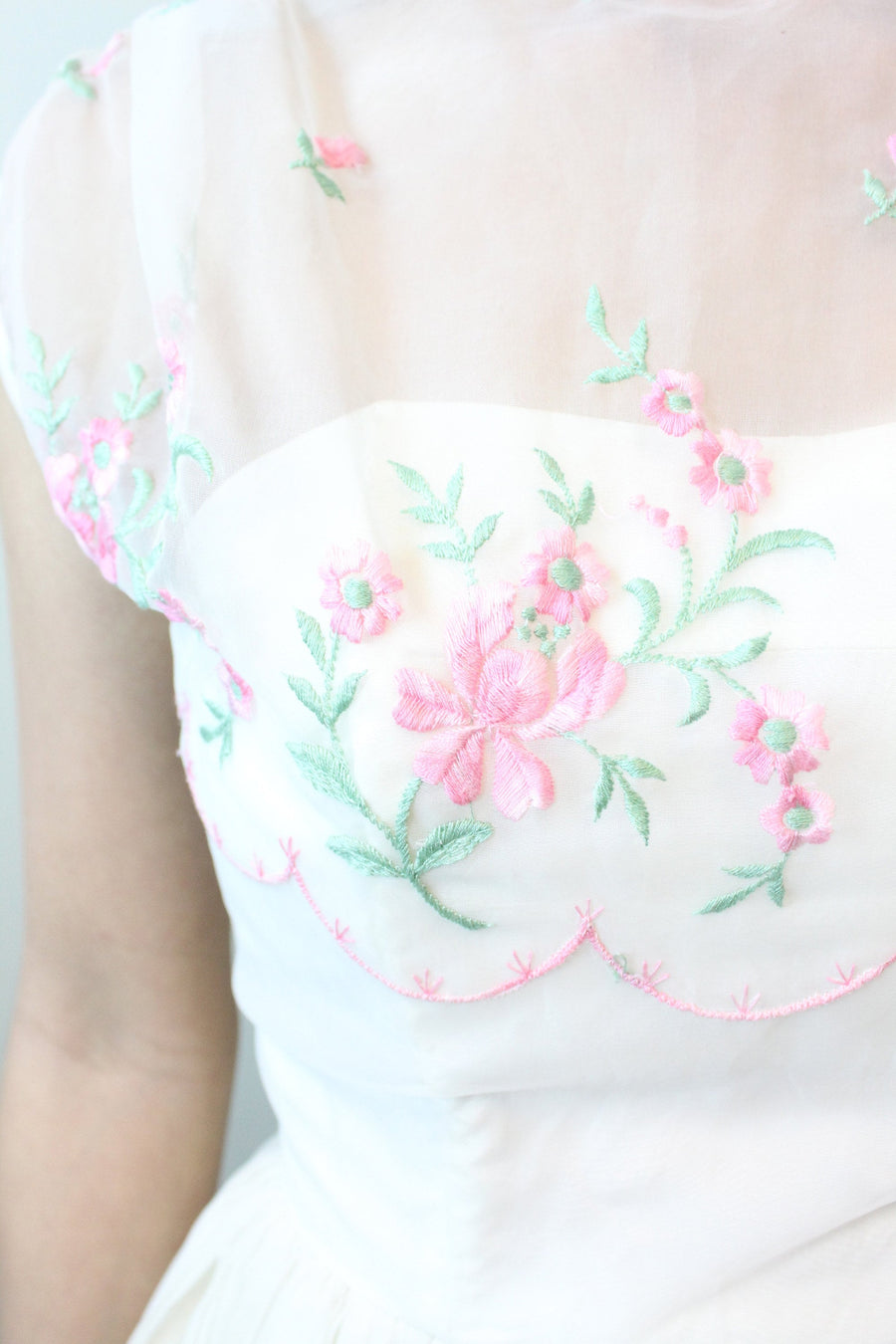 1950s ORGANZA PINK ROSE embroidered dress xxs | new spring Napa Valley Vintage 1950s ORGANZA PINK ROSE embroidered dress xxs | new spring Napa Valley Vintage