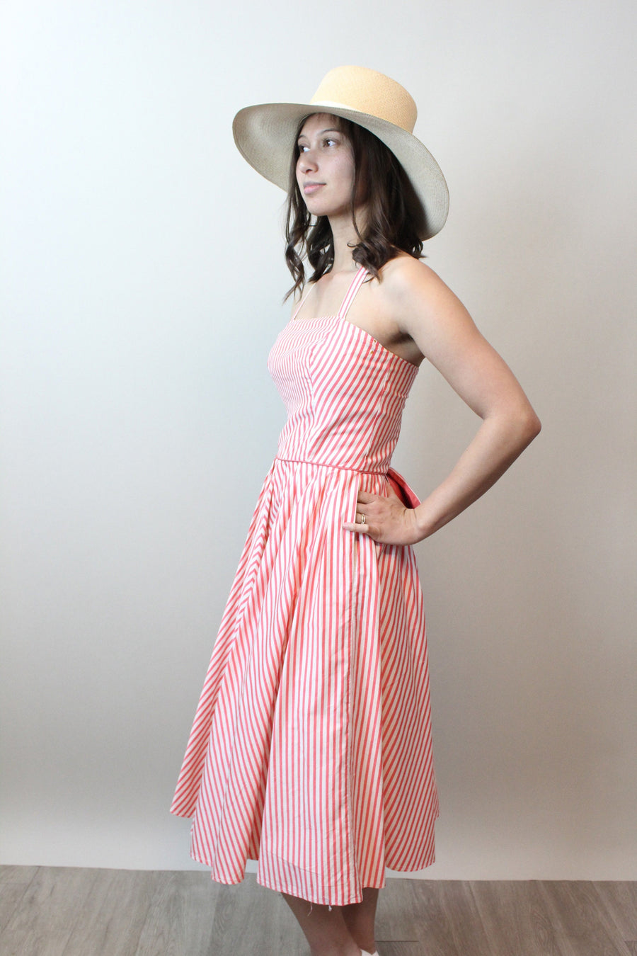 1950s STRIPED cotton halter dress xs | New spring 1950s STRIPED cotton halter dress xs | New spring