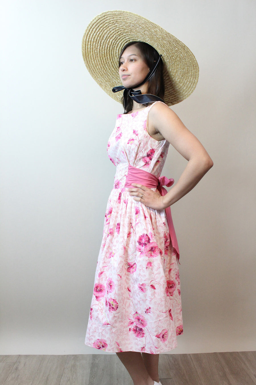 1950s SAMBO fashions SASH cotton dress xs | new spring