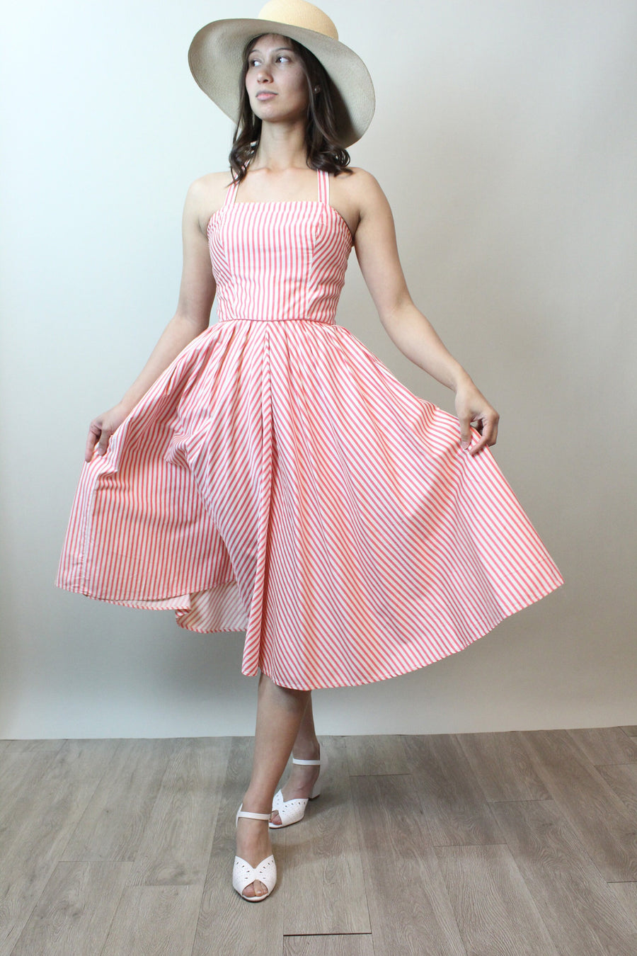 1950s halter dress 1950s STRIPED cotton halter dress xs