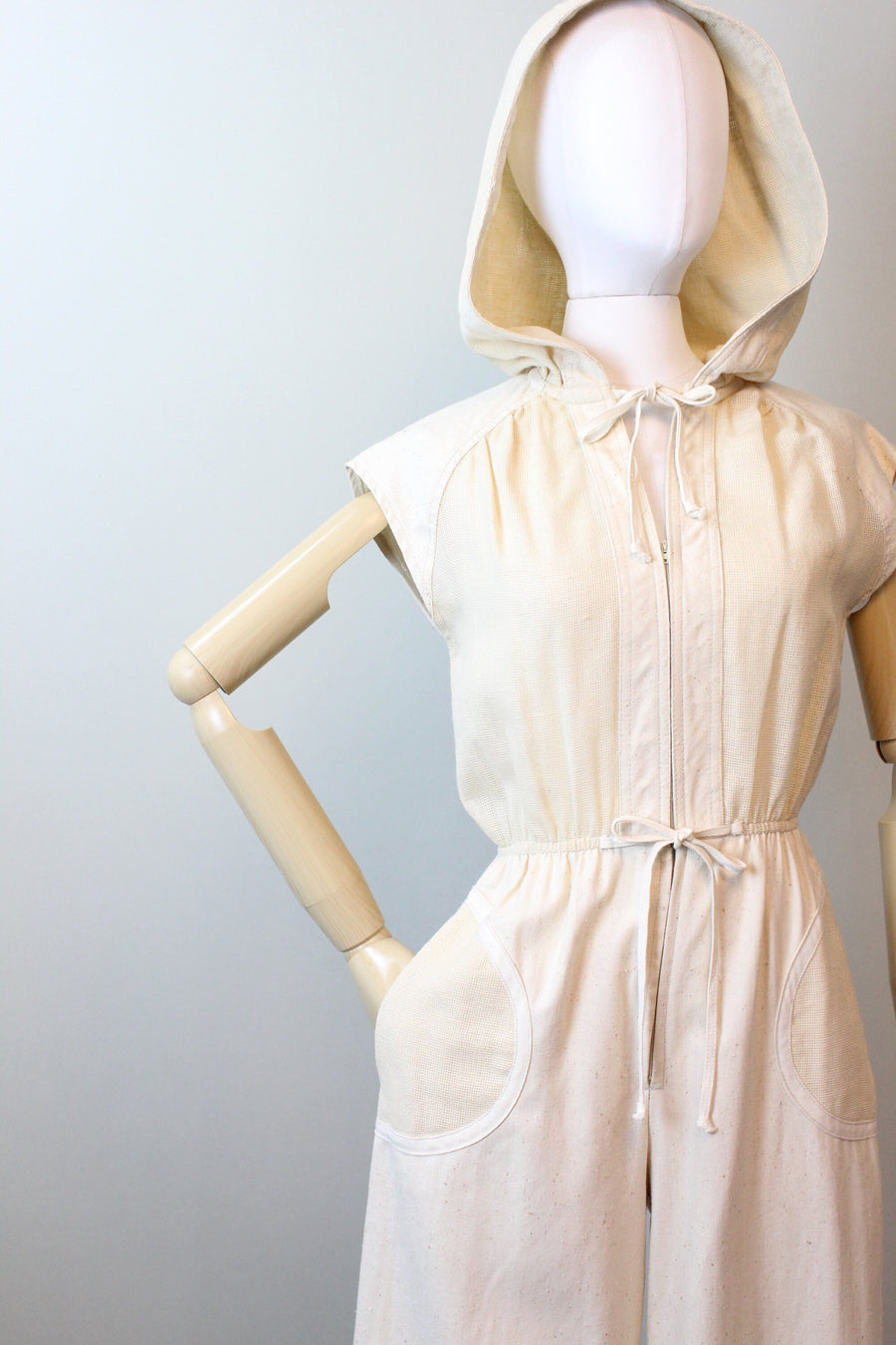 1970s HOODED cotton jumpsuit xs small | new spring