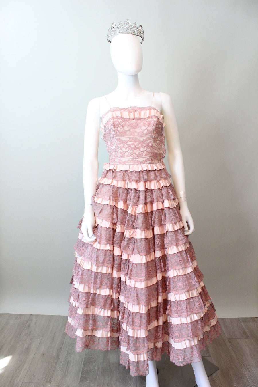 1950s PINK LACE tulle CUPCAKE dress xxs | new spring
