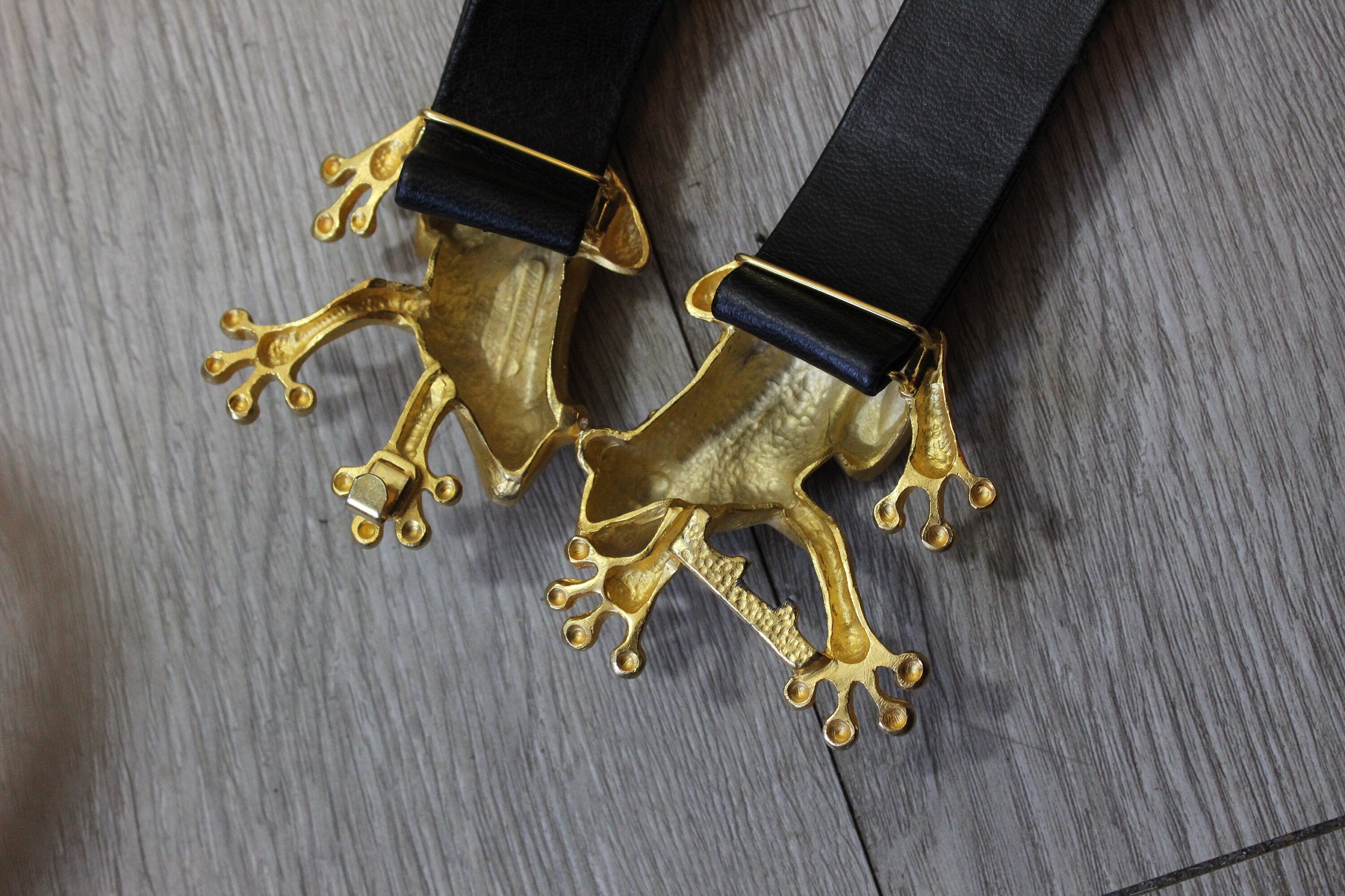 Vintage DOREEN RYAN Double Zebra Head Gold Black 1.25 in adjustable belt 35 in $_57.JPG?set_id=880000500F main image 2