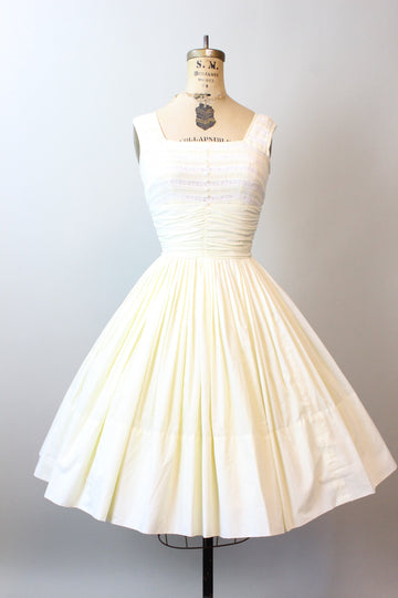 1950s TAILORED JUNIOR yellow cotton dress xs | new spring