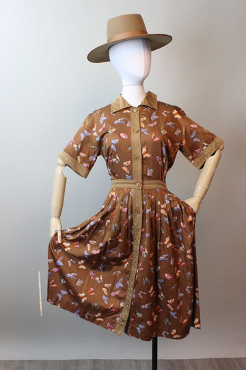 1970s GUCCI butterfly print COTTON dress medium | new spring