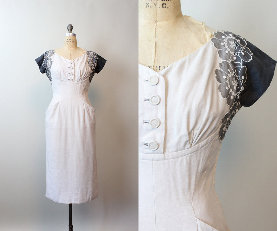 1940s MOYGASHEL linen wiggle dress small | new spring